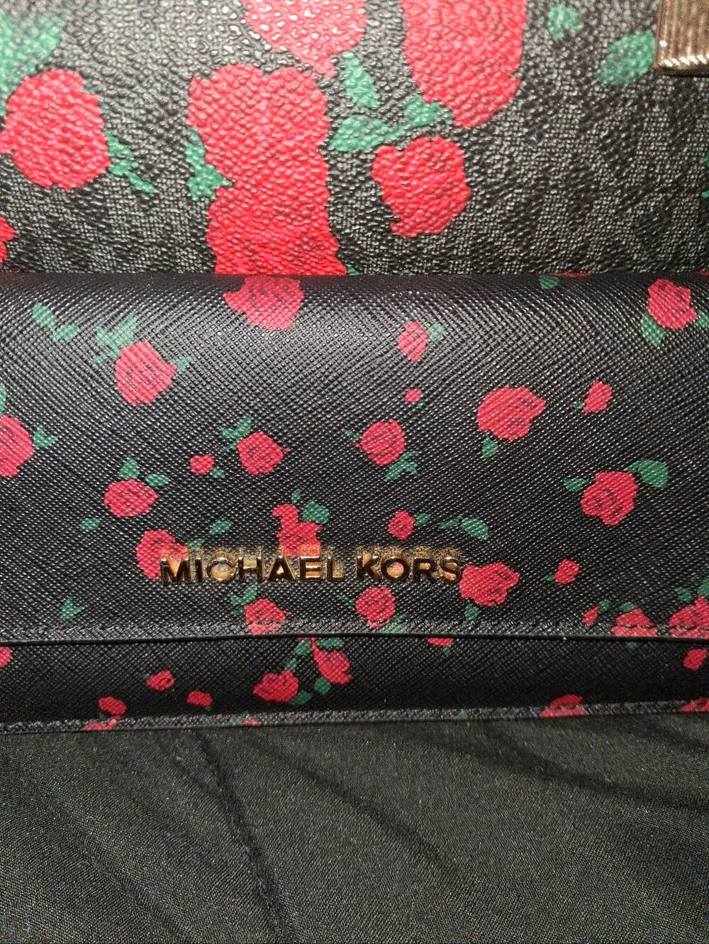 Michael Kors Hayes Rose-Print Satchel & Matching Wallet Set